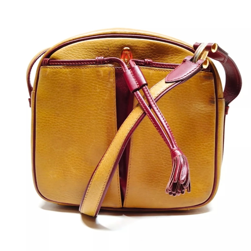 Cartier Yellow Must de Cartier Leather Crossbody Bag Red Dark red Mustard